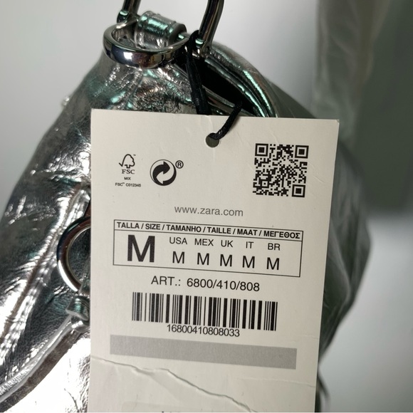 ZARA NWT METALLIC GATHERED BOW SHOULDER BAG REF 6800/410 - Picture 11 of 11